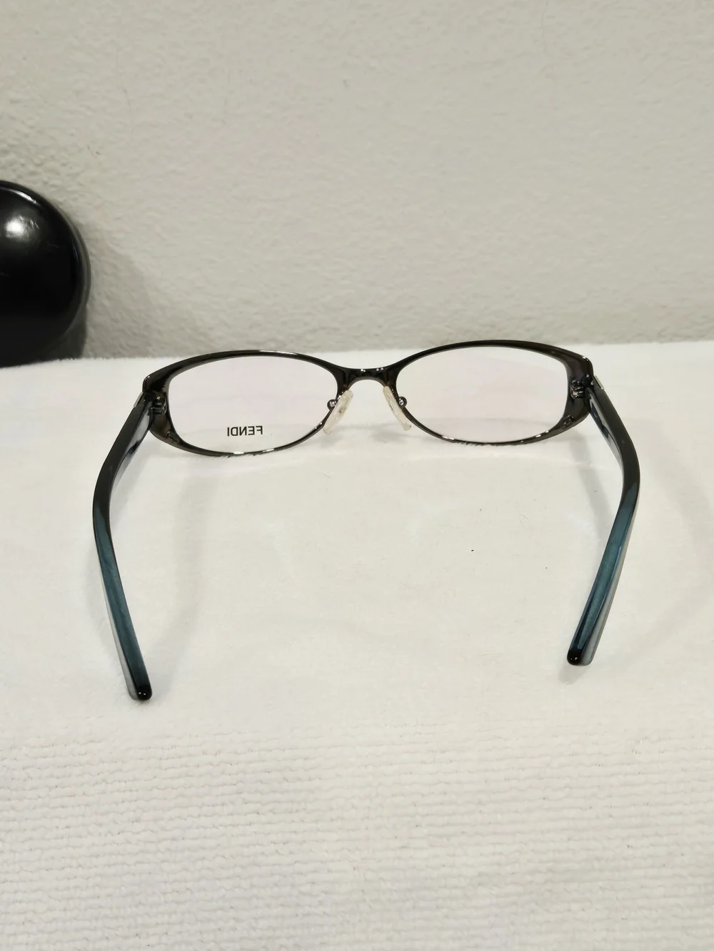Fendi Authentic Gunmetal Oval Eyeglasses With Case